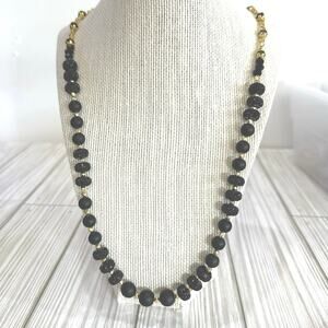 BLACK onyx and seed bead chain. 24”